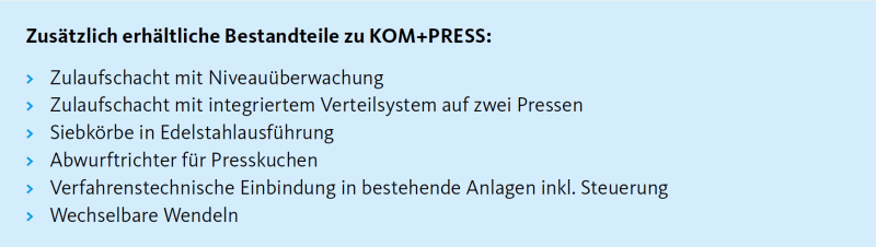 Zusätzlich erhältliche Bestandteile zu KOM+Press