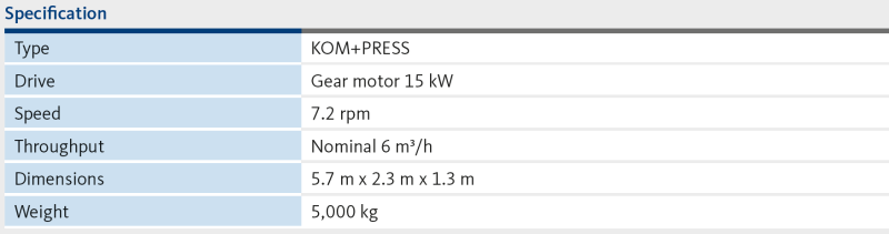 KOM+press specifications